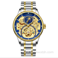 Swiss Tevise T820A explosion type waterproof hollow mechanical watch moon phase tourbillon casual men's watch